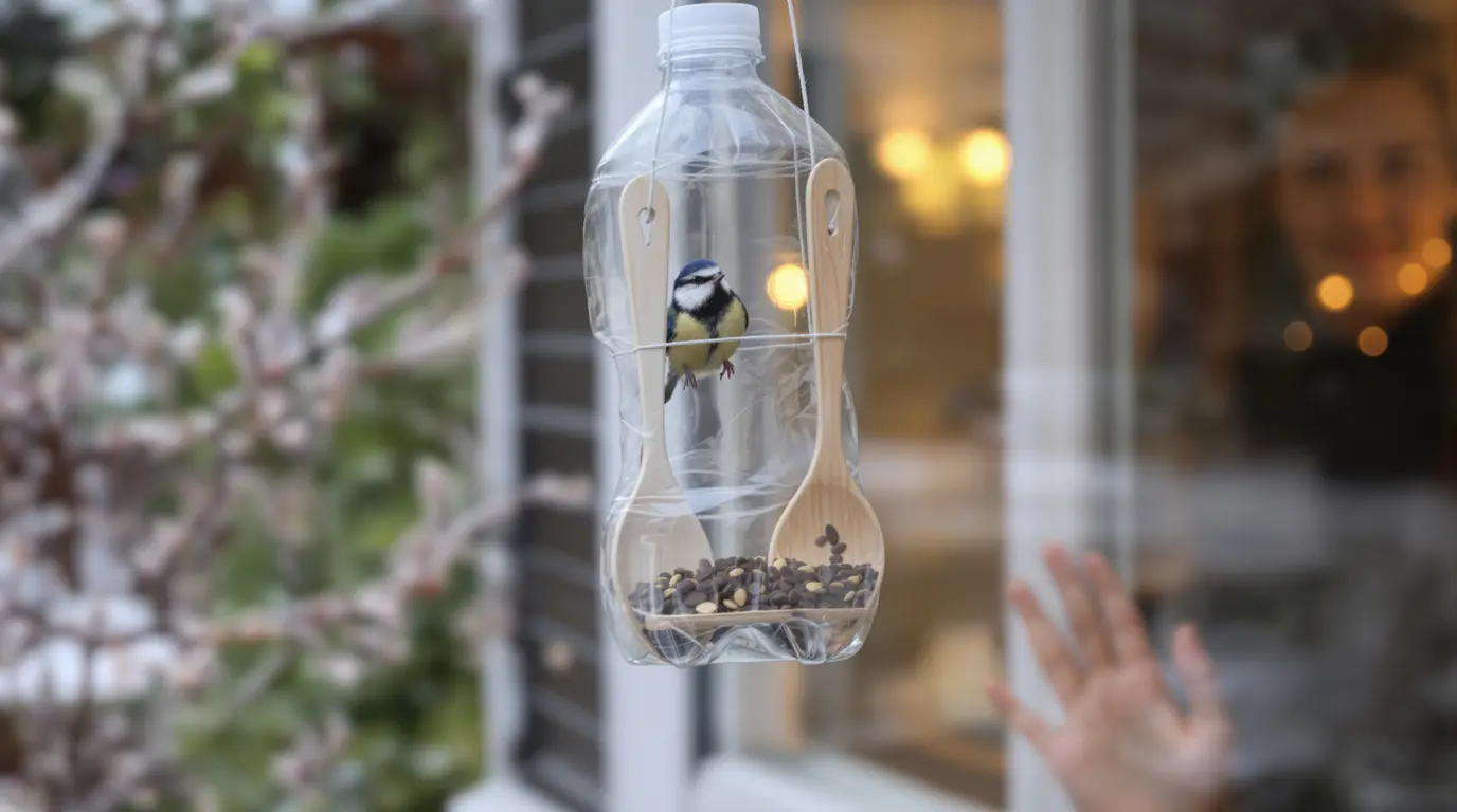 Comment une simple bouteille plastique devient une mangeoire idéale pour les oiseaux Comment une simple bouteille plastique devient une mangeoire idéale pour les oiseaux
