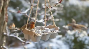 Ne jetez plus vos vieilles boîtes d’œufs : au jardin, elles attirent les oiseaux tout l’hiver